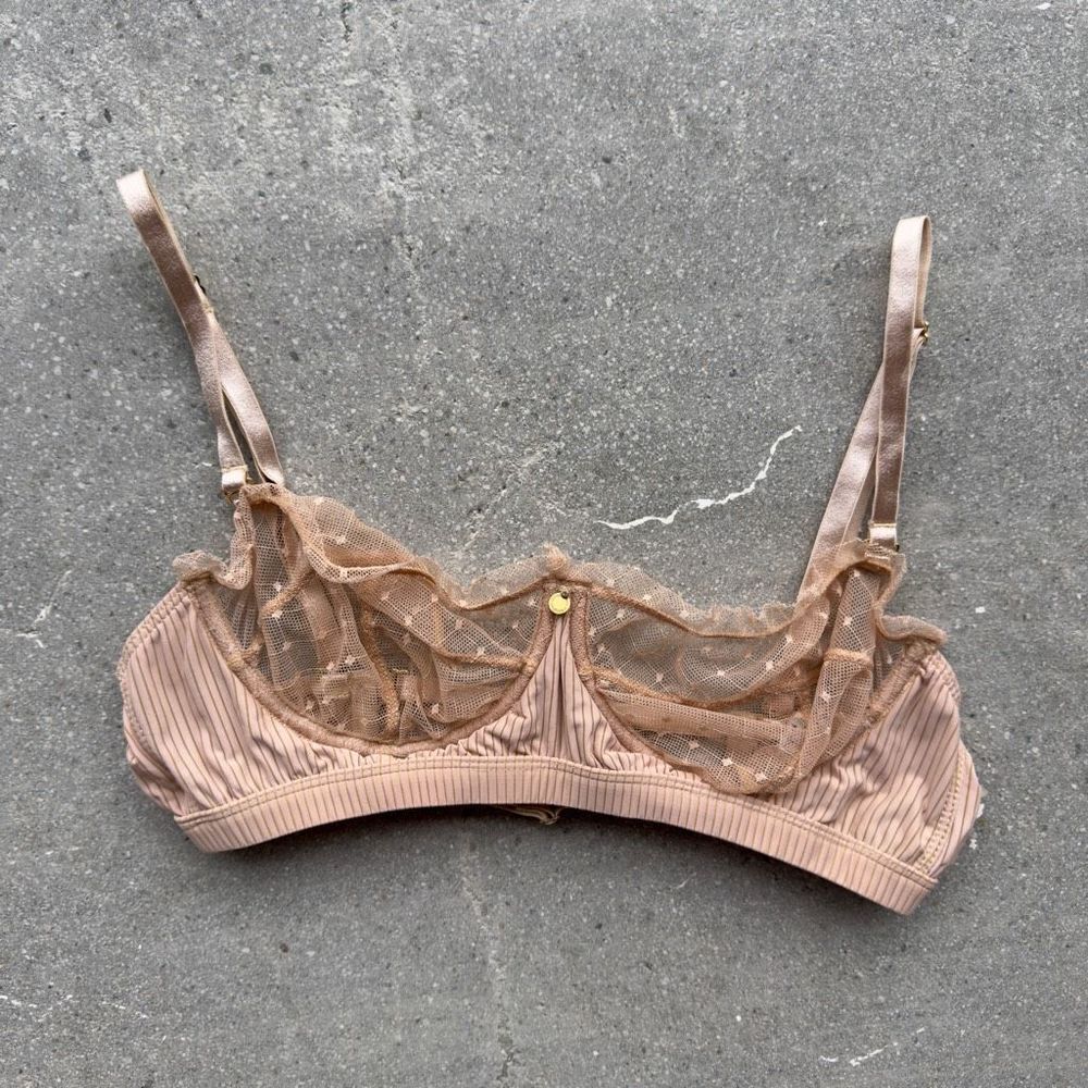 GOOSEBERRY INTIMATES TAN BALCONETTE BRA SZ M